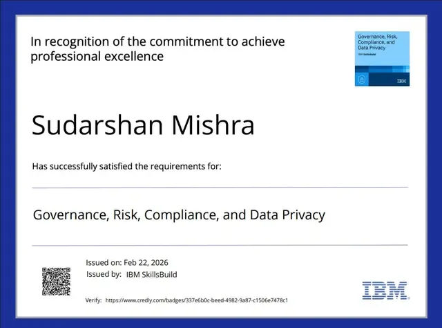 Certificate: Governance, Risk, Compliance, and Data Privacy — IBM SkillsBuild
