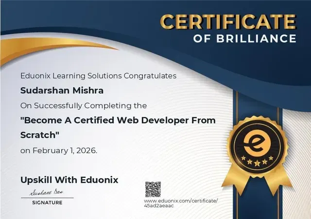 Certificate: Become A Certified Web Developer From Scratch — Eduonix Learning Solutions